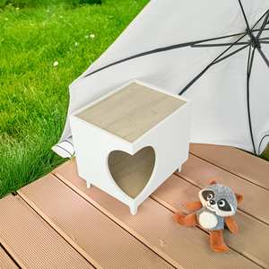 Tavolino da Comodino per Animali Domestici Well Home Bianco 50x40x40cm con Foro, Arredamento per Soggiorno - Product Image 5