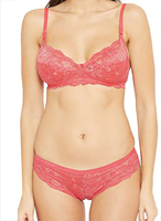 Ensemble soutien-gorge et culotte bikini 3/4 sans armatures, respirant, taille basse, sans bretelles, avec coussinets amovibles, en dentelle, pour femmes adultes, haute qualité, usage quotidien