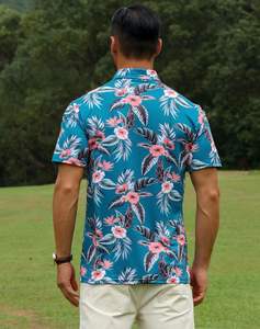 Polo de Golf de manga corta con estampado informal para hombre, tejido de punto elástico de secado rápido, transpirable, a rayas, Pakistán, para el verano - Product Image 3