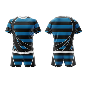 Conjunto de uniforme de rugby a granel personalizable para hombre, ropa deportiva de manga corta transpirable, camiseta de equipo de rugby sublimada barata - Product Image 1