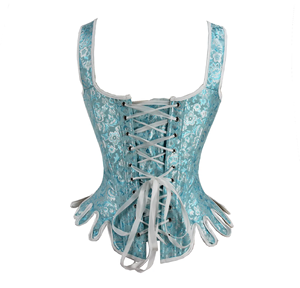 Corsé ajustado azul de talla grande para mujer, lencería bordada con cordones en la cintura, camisetas sin mangas, ropa interior moldeadora con corsé con cordones - Product Image 3