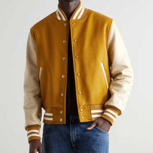 Chaqueta universitaria con estampado bordado y logotipo personalizado para hombre, abrigo de béisbol con bolsillo transpirable de tendencia de invierno Street Hop para hombre - Product Image 1