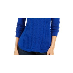 Maglione da Donna Charter Club Blu a Treccia con Bottoni, Taglia Petite S, Stile Basico, Traspirante, Sottile, con Stampa a Righe, Lunghezza Corta, Autunnale - Product Image 3