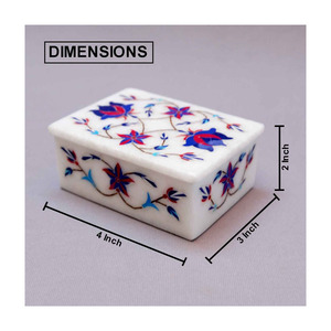 Dernière production de marbre Makrana fait à la main avec toute la boîte à bijoux de travail d'incrustation de pierre naturelle - Product Image 3