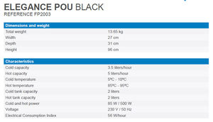 Exportador a granel de dispensador de agua caliente y fría POU con compresor y filtro de carbón Elegance Black - Product Image 6