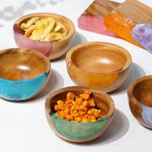 Cuencos de Resina y Madera Personalizados de Craft Valley, Hechos a Mano y Pintados a Mano, Vajilla de Cocina para Uso Diario, Alimentación, Modelo Ángel - Product Image 1