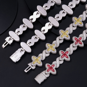 Wholesale Fine Jewelry Colorful Four Leaf Clover 925 Silver Luxury Cuban Link Iced Vvs Moissanite Rhodium <b>Bracelets</b> Bangles - Product Image 3