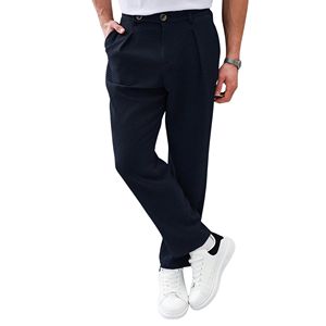 Pantalon chinos coordonné bleu marine pour hommes de qualité supérieure Pantalon gaufré de taille américaine avec taille moyenne Meilleure offre quantité minimale de commande bas OEM Design décontracté personnalisé - Product Image 6