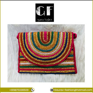 กระเป๋าคลัทช์ทำมือสไตล์โบฮีเมียนกระเป๋าซิปมีพู่ประดับด้วยลูกปัดผ้าคอตตอนแฟชั่นอินเดียสำหรับผู้หญิง - Product Image 2