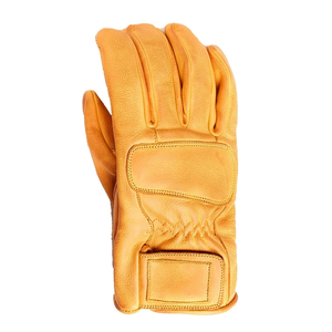 Guantes de moto de cuero de vaca de primera calidad Guantes de carreras de autos de motocicleta Guantes de cuero genuino amarillos para hombres - Product Image 2
