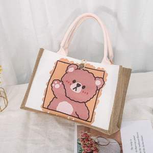 Sac en jute personnalisé recyclé de haute qualité sacs fourre-tout en jute avec poignées en cuir vente en gros - Product Image 2