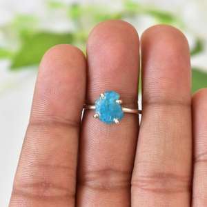 Anillo de banda de piedras preciosas de apetito crudo de 8 tamaños, joyería de plata de ley 925 para niñas, Material de acero inoxidable con piedra natal de agosto - Product Image 4