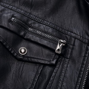 Autumn and Winter Man Solid Color Slim Fit Zipper PU Leather Jacket New Fashion Stand Collar Leather Jackets Custom logo Oem - Product Image 4