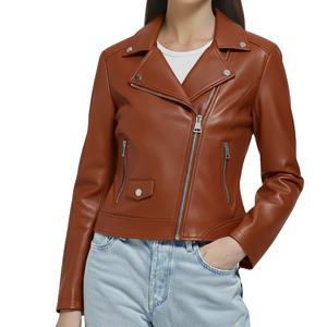 Veste en cuir véritable de qualité supérieure, style nouveau, design personnalisé, col montant uni, fermeture éclair, taille unique, luxe, coupe femme, hiver - Product Image 5