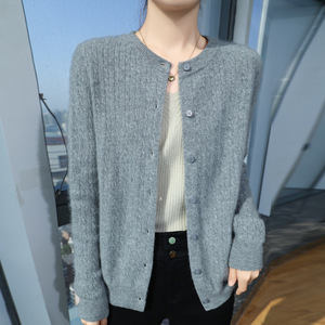 OEM Custom logo Embroidery Printed Design Retro Twist <b>Long</b> <b>Sleeve</b> Knitted Cardigan Women's Round Neck Jacket Short <b>Top</b> Sweater - Product Image 5