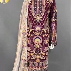 ชุดผ้าไหมปักด้วยมือดีไซน์เนอร์ทันสมัยสำหรับผู้หญิงงานปาร์ตี้สไตล์อินเดียโบราณป้องกันแสงแดด - Product Image 1