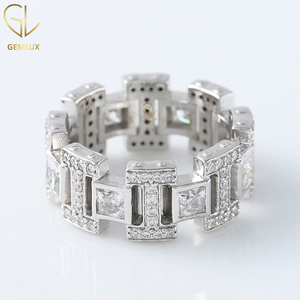 Nouveau design Vintage Style Bling Bling Princess Cut Moissanite Diamond Bezel Set Wide Band Hiphop Men's Ring - Product Image 4