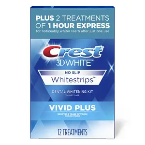 Crest 3D Whitestrips, Vivid Plus, Teeth Whitening Strip Kit, 24 Count (Pack of 1)