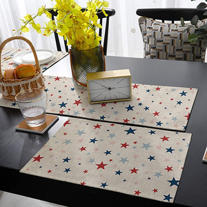 White Color Red Center Border 100% Organic Cotton GOTS Certificate Table Cloth <b>Mat</b> Wholesale High-grade Fast Dispatch Woven pads - Product Image 5