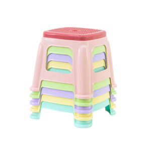 Two-Tone Stackable Plastic Low <b>Stool</b> with Woven Texture Seat Heavy Duty Small Square Footstool Step <b>Stool</b> for <b>Bathroom</b> Kitchen - Product Image 6