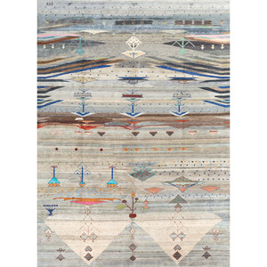 Alfombra de Seda Azul Freedom Manchaha Anudada a Mano con Patrón Geométrico para Decoración de Sala de Estar, Pasillo, Habitación Juvenil, 9x12 - Alfombras Jaipur US - Product Image 1