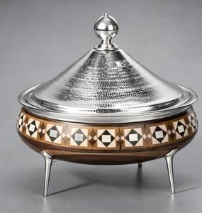 Casserole de luxe écologique en acier inoxydable avec réchaud à nourriture isolé, couvercle martelé, doublure intérieure en bois pour tous les types de cuisinières - Product Image 4