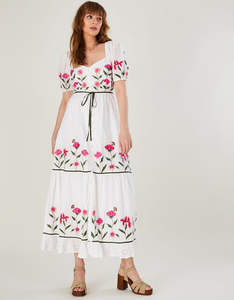 Haute qualité élégant décontracté été Midi Maxi robe pour les femmes nouvelle broderie mode Style dentelle décoration taille naturelle - Product Image 5