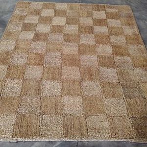 Alfombra de Yute 100% Natural, Color Beige Marrón, Moderna, con Diseño a Cuadros, Tejida a Mano, de Pelo Corto, Texturizada, Tipo Kilim, Lavable - Product Image 6