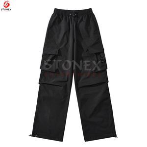 Mode cordon taille élastique longue tenue décontracté entraînement Cargo pantalon de poche pour les femmes fabriquées - Product Image 3