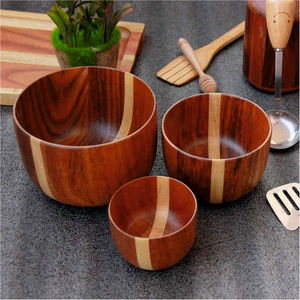 ชุดชามไม้ธรรมชาติที่สวยงาม-สามชามหรูหราสำหรับการให้บริการชาม - Product Image 1