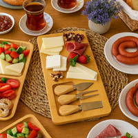 Planche à fromage en bambou ERKUGO de qualité supérieure à 3 lames - Épaisse 36x18cm 100% écologique et compatible lave-vaisselle Modèle EKG96 Turkiye