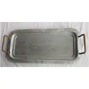 Factory Manufacture Round Iron Food Serving Trays Metal Tray Plate Serving Bulk with Handle from Indian Exporter