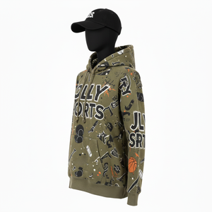 Sweat à capuche pour femme en coton premium et polaire polyester 320 GSM, vert olive, imprimé intégral, logo personnalisé, basiques pour femmes - Product Image 4