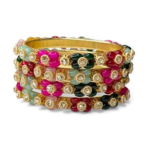 Handcrafted Multi Color Pearl Kada <b>Set</b> Trendy Gold Plated Premium Quality Women's Wedding <b>Bangles</b> Wholesale - Product Image 4
