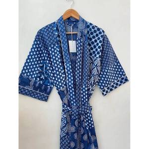 Robe Kimono en Coton à Imprimé Floral, Peignoir de Demoiselle d'Honneur Imprimé au Bloc, Vêtement de Nuit d'Été Taille Unique pour Usage Domestique, Robe de Mariée ODM - Product Image 4