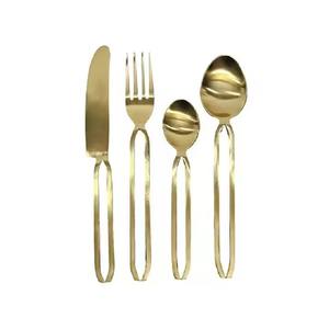 Ensemble de couverts en acier inoxydable avec finition laiton élégante, cuillère, fourchette, couteau, ustensiles de service, articles de cuisine - Product Image 2