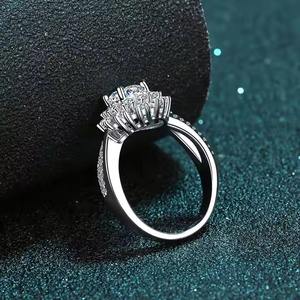 Lab grown VVS 925 Sterling Silver Moissanite Diamond Ring Classic Wedding Band Wholesale Boutique Jewelry - Product Image 4