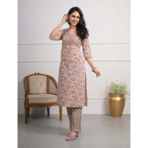 Hand Drawn <b>Block</b> <b>Printed</b> Cotton Pant Set of 2 Green <b>Printed</b> Salwar Kameez - Product Image 4