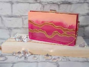 <b>Box</b>-Style Resin Handmade Floral Pattern Evening <b>Clutch</b> <b>Bag</b> Great for Formal Events Party Use Stylish Customizable Design - Product Image 3