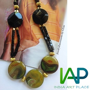 Handmade Resin Beads <b>Long</b> <b>Necklace</b> Heart Cut Seed Glass Beads Link Choker <b>Necklace</b> Embroidery for Women's Partyware - Product Image 1