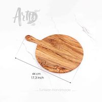 ArtisRaw Handgemaakte Ecologische Goudbruine Rechthoekige Tunesische Olijfhouten Pizza Serveerplank/Snijplank - Premium Kwaliteit