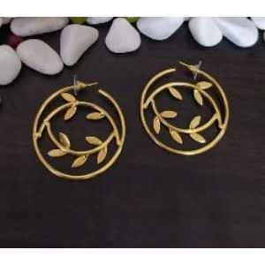 Brass Gold Plated Drop Hoop Stud <b>Earrings</b> with <b>Opal</b> for Wedding - Product Image 2