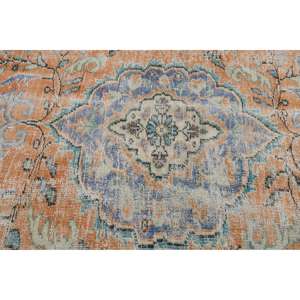 Tapis turc vintage, tapis de 6,5 x 10,1 pieds, tapis en laine orange et bleu style sud-ouest - Product Image 5