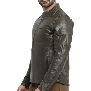 Veste en cuir grande taille en gros Veste en cuir à usage extérieur Veste en cuir à col montant pour hommes - Product Image 2