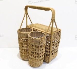 Cesta de Picnic de Mimbre Tejida a Mano, Múltiples Diseños, Bolsa de Mimbre/Ratán Vintage, Cesta de Picnic con 2 Asas y Bolsa - Product Image 5