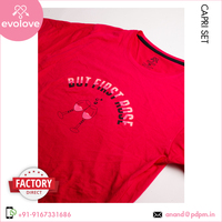 Fabricado EN LA India Venta caliente 100% ropa de dormir de algodón Vestido de noche Hasta la rodilla Pijama de dos piezas para mujer Conjunto Capri