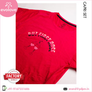 Fabricado EN LA India Venta caliente 100% ropa de dormir de algodón Vestido de noche Hasta la rodilla Pijama de dos piezas para mujer Conjunto Capri - Product Image 3