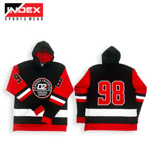 OEM ODM Heavy Fleece Warm up Custom Embroidery Stitched Ice Hockey <b>Jersey</b> Hoodies with Custom Logos High Quality Breathable - Product Image 2