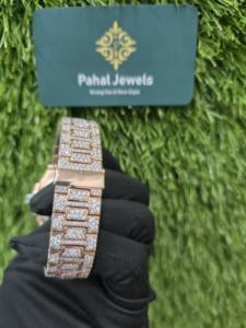 Montre de luxe automatique mécanique avec cadran en diamant de glace, fenêtre en verre, moissanite VVS entièrement sertie, style hip-hop fait main, boîtier en argent - Product Image 2