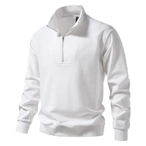 Men's Cotton Half Zipper Pullover Jacket Spring and Autumn Stand-Up Collar Loose Casual Design with OEM Service - Product Image 2